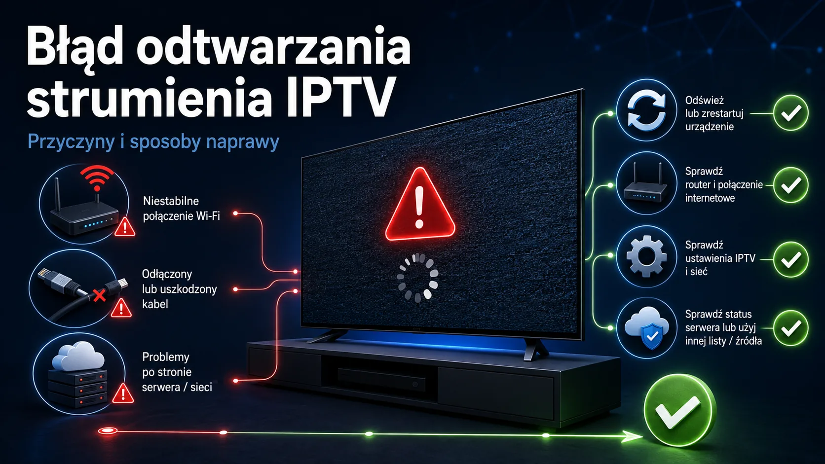 Błąd odtwarzania strumienia IPTV — przyczyny i sposoby naprawy